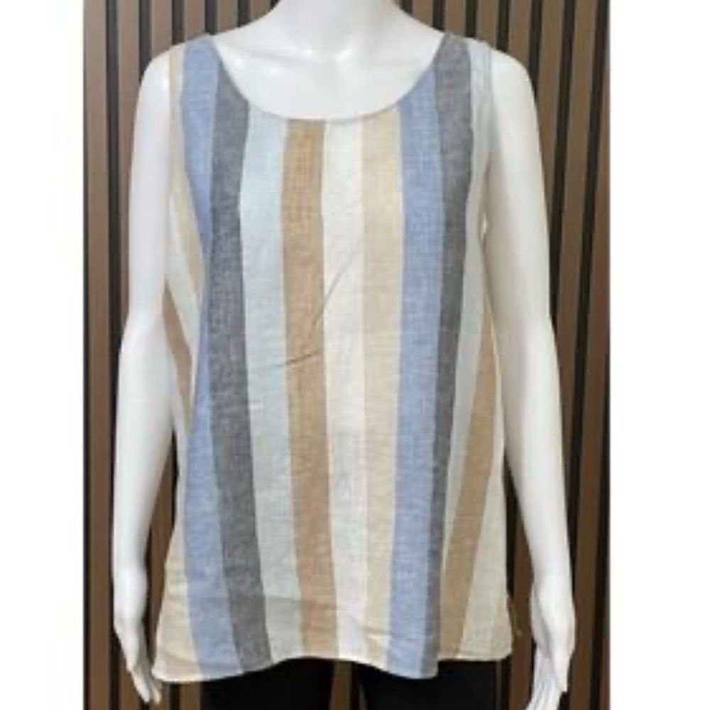 Chico's Multicolor Linen  Striped Tank Top.